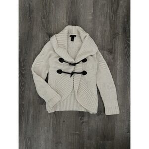 Willi Smith L Cardigan Knit Cream Toggle Shawl Collar Heavy Duty Cozy